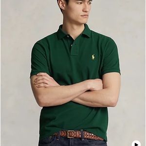 Polo Ralph Lauren slim fit polo shirt - NWT size large dark green with navy logo